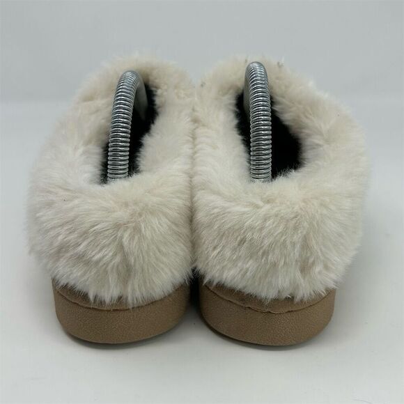 Clarks Women's Beige White Faux Fur Lined Clog Slippers Size 8 M Casual Slip On - Picture 7 of 13